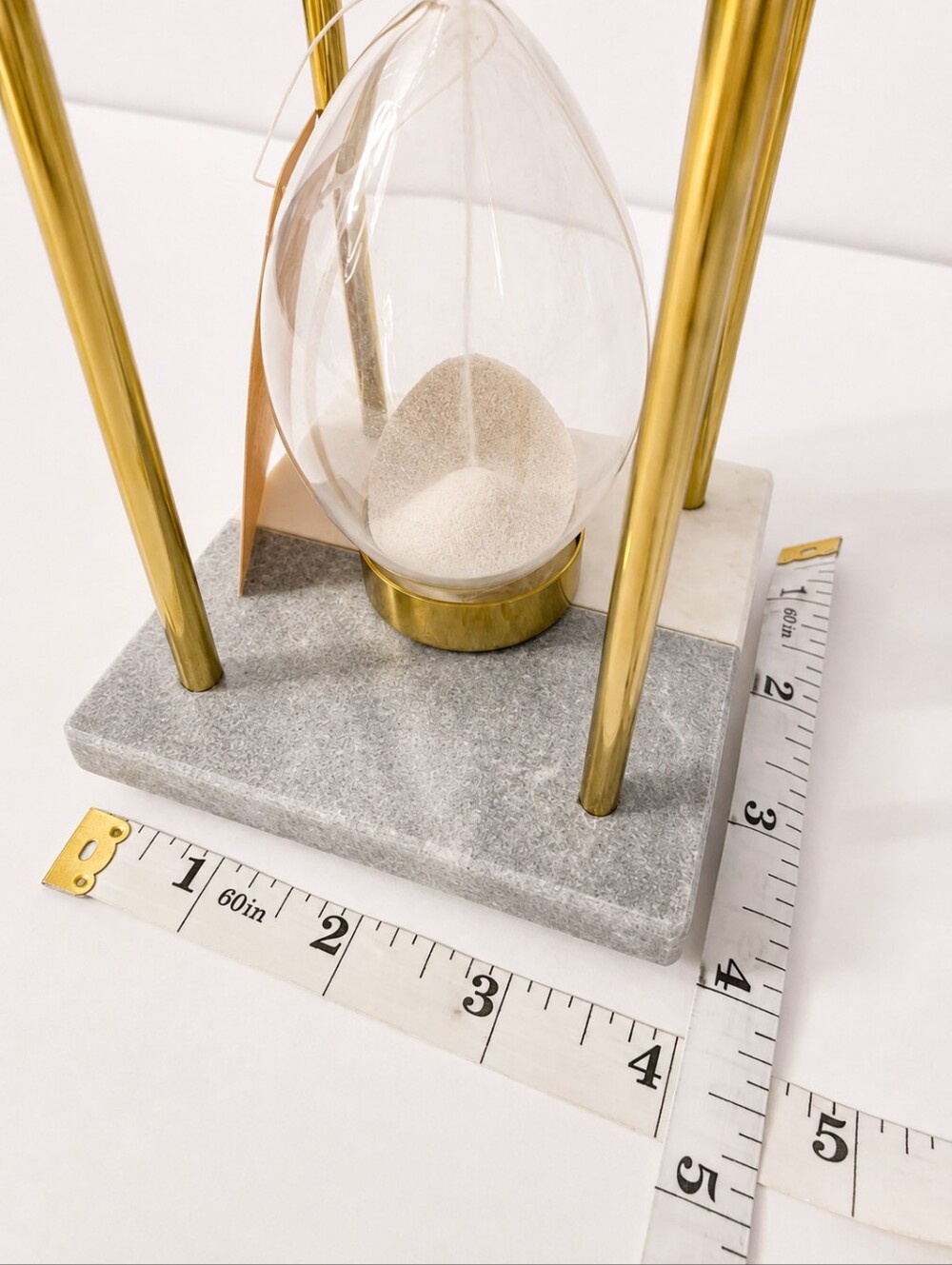 NWT India By Ink Two Tone Gold Marble Hourglass Sand Timer Decor Sz 9" H - Picture 6 of 8